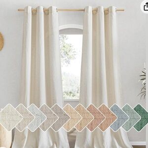 Natural Linen Doorway Curtains - 80 inches Long